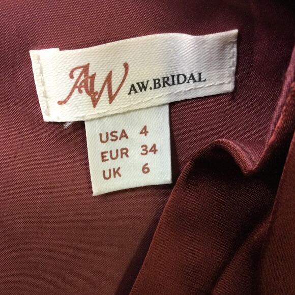 AW BRIDAL SZ 4 S burgundy April wedding guest cocktail party maxi dress NEW B21 - Picture 8 of 9